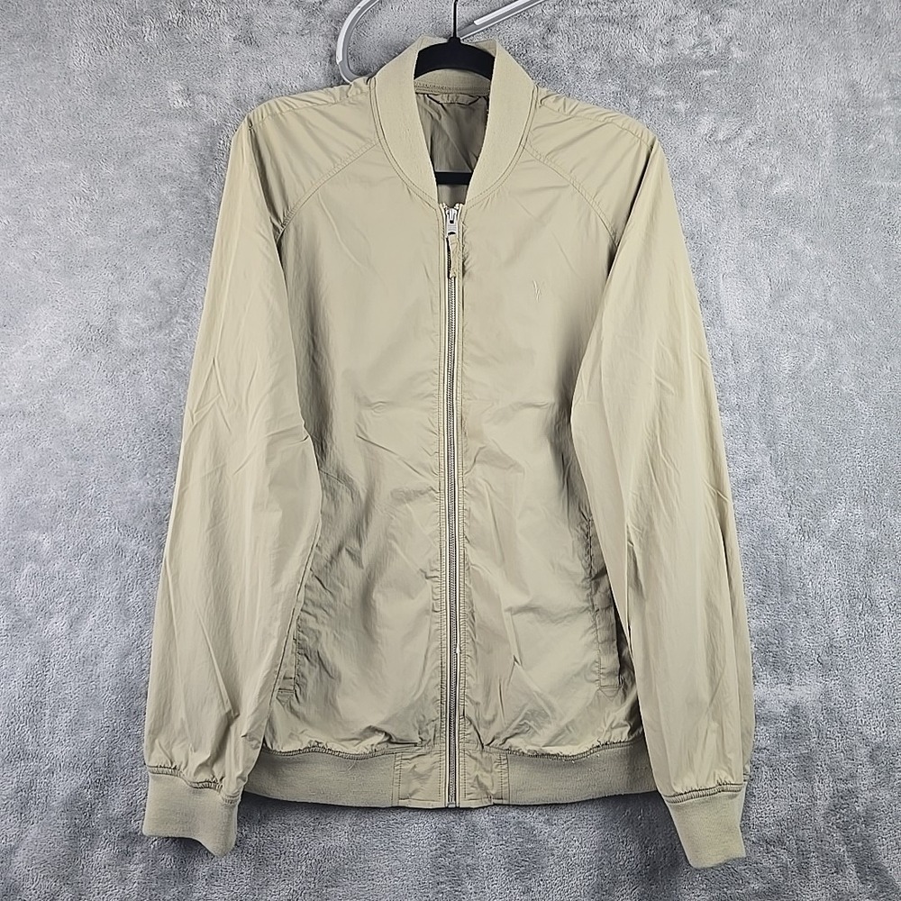 ALLSAINTS Bomber Jacket Mens Size Medium Tan Waylan Lightweight Zip Up‎ Casual
